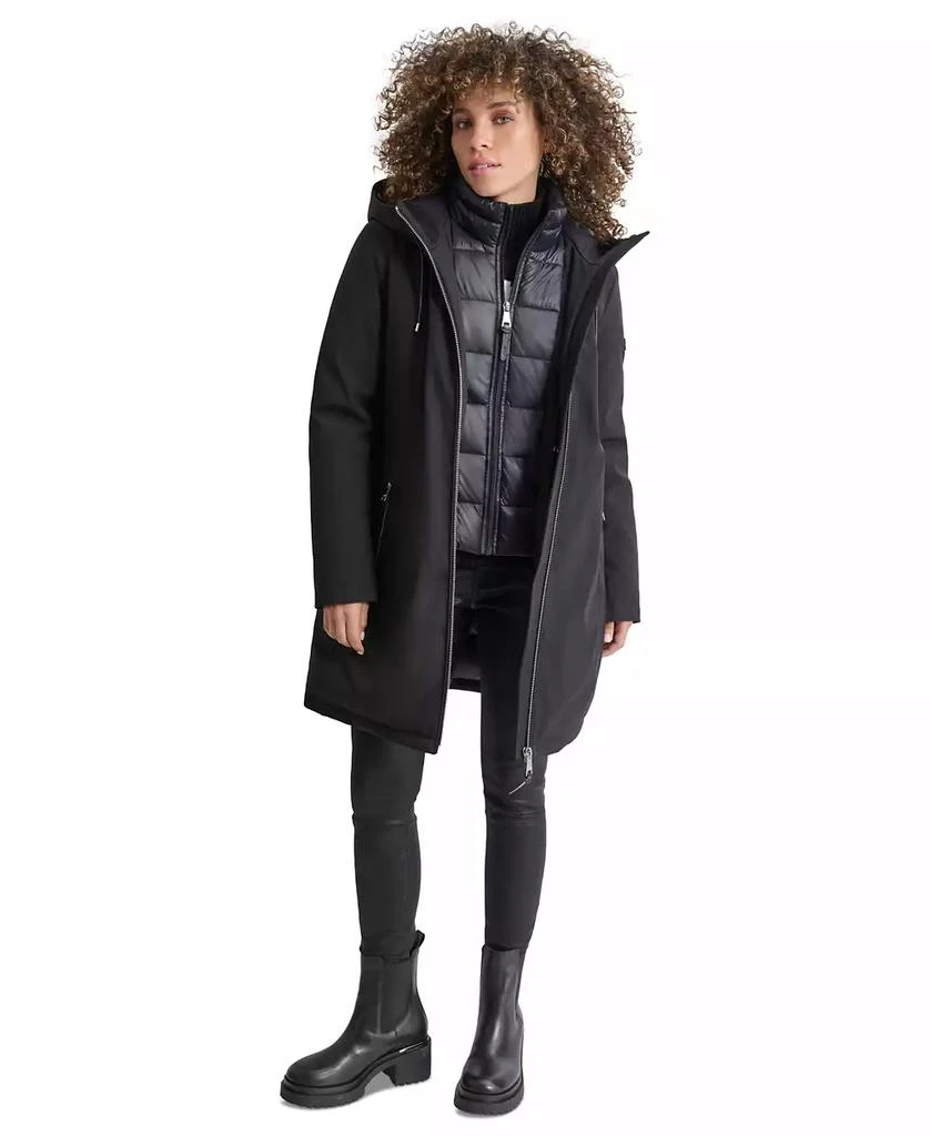 DKNY Womens Hooded Bibbed Zip-Front Puffer Coat 6