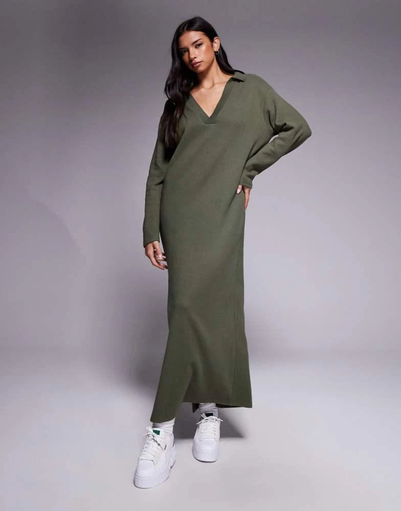 Shop ASOS DESIGN supersoft slouchy polo midi dress in khaki on Sale at  BeyondStyle  Get 70% Off ASOS DESIGN supersoft slouchy polo midi dress in  khaki with Limited-Time Flash Deals, Exclusive