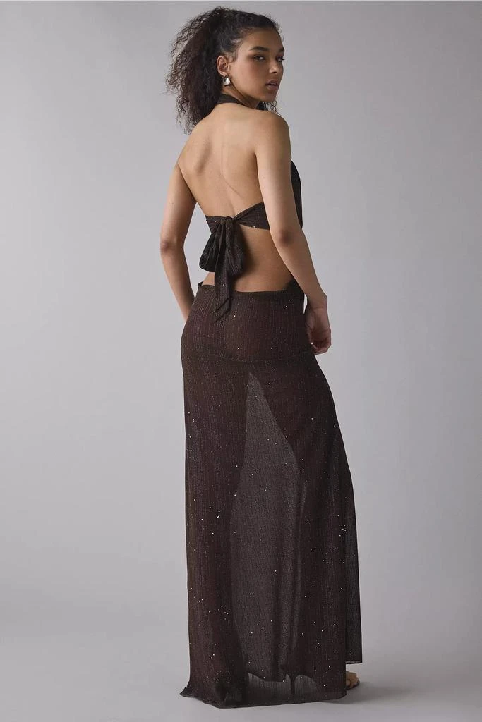 Jaded London Jaded London Moara Sheer Shimmer Knit Plunge Open-Back Maxi Dress 3