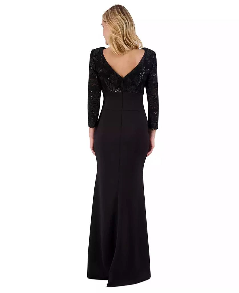 Eliza J Women's Floral-Sequin 3/4-Sleeve Boat-Neck Gown 4