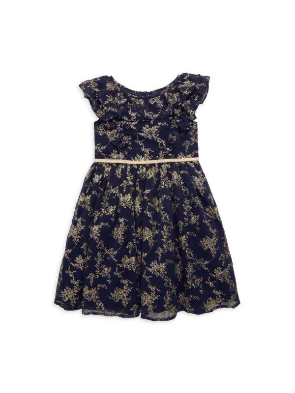 Janie and Jack Baby, Little Girl's Girl's Metallic Floral Ruffle