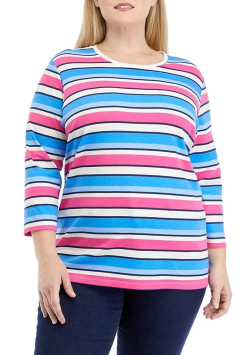 Kim Rogers® Rogers Plus Size Stripe Printed T Shirt 1