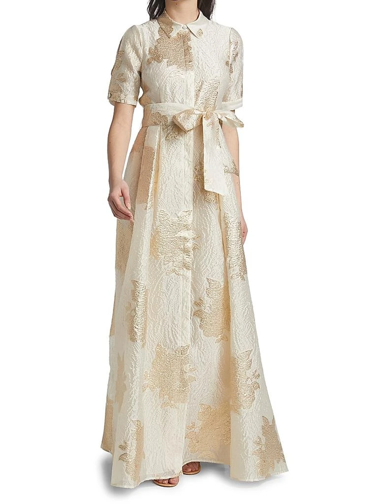 Teri Jon Brocade Organza Tie Waist Gown 3
