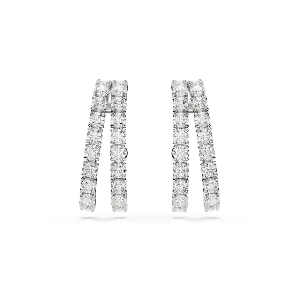 Swarovski Matrix ear cuffs round cut white rhodium plated 2