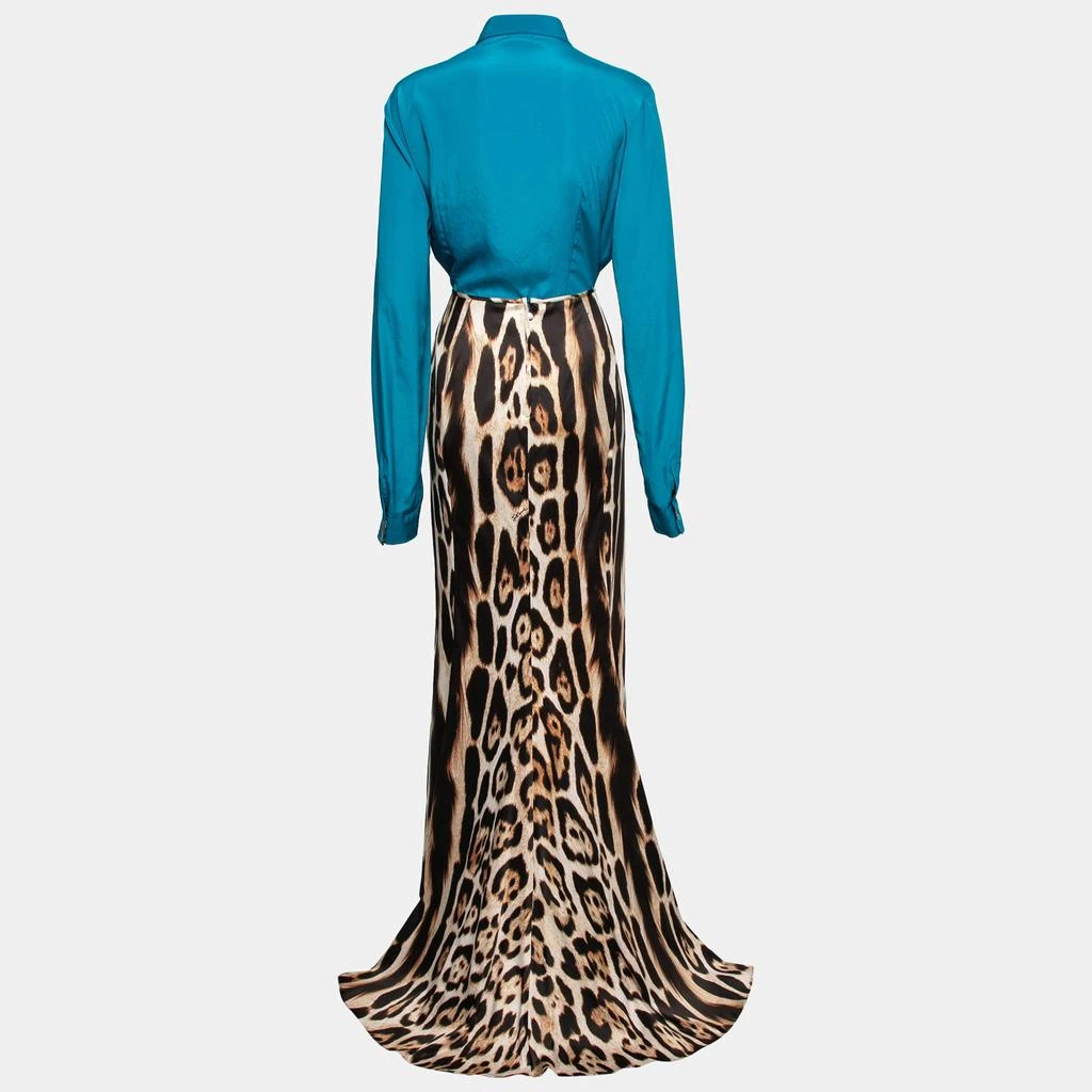 Just Cavalli Just Cavalli Blue & Animal Printed Crepe Shirt & Maxi Skirt Set L 3