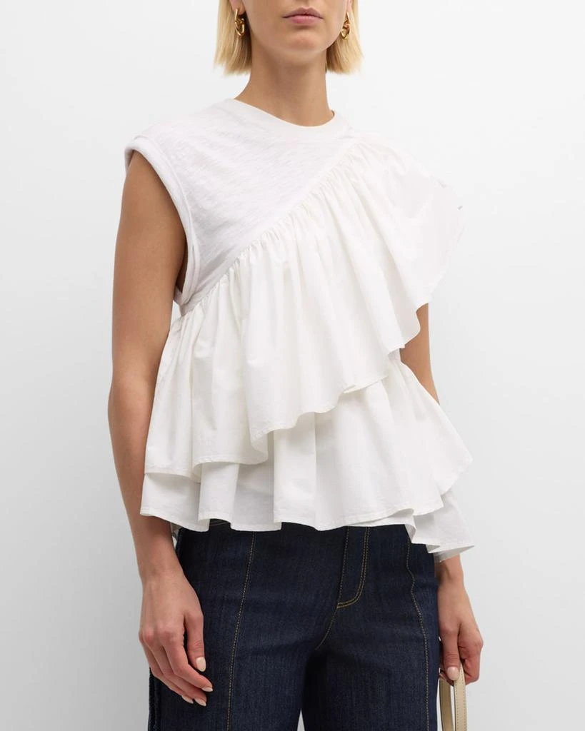 Cinq a Sept Micki Asymmetric Ruffle Sleeveless Cotton Top 1