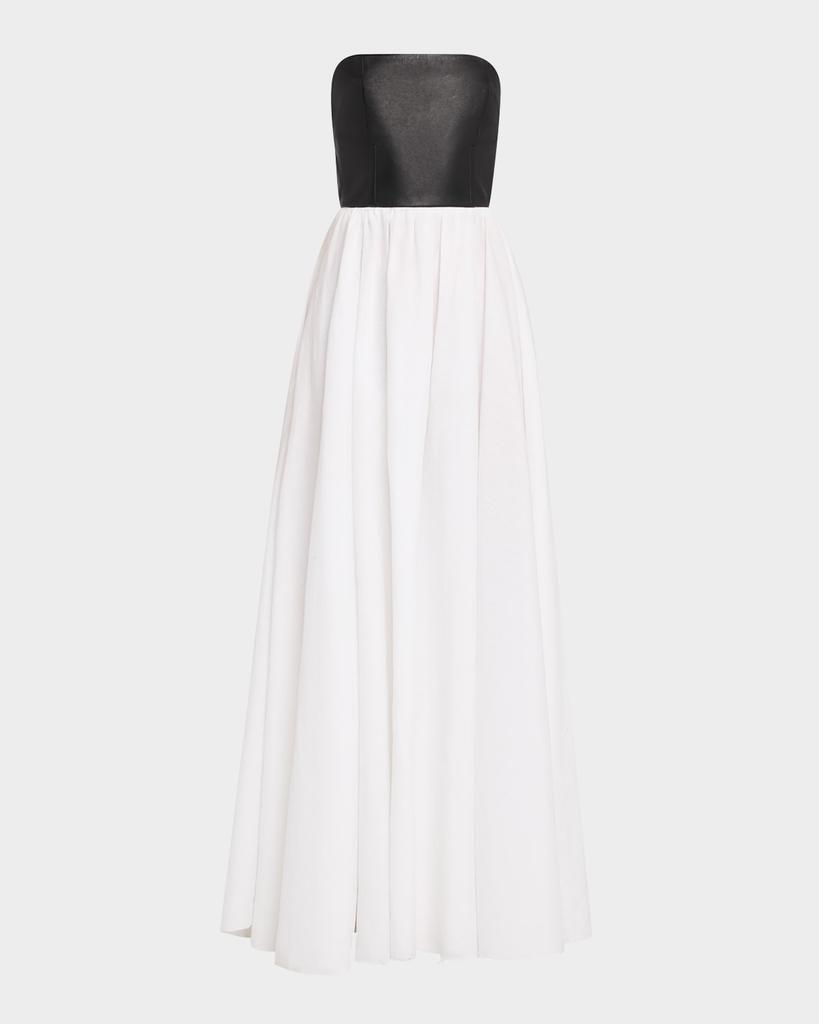 Gabriela Hearst Lehti Mixed-Media Strapless Maxi Dress