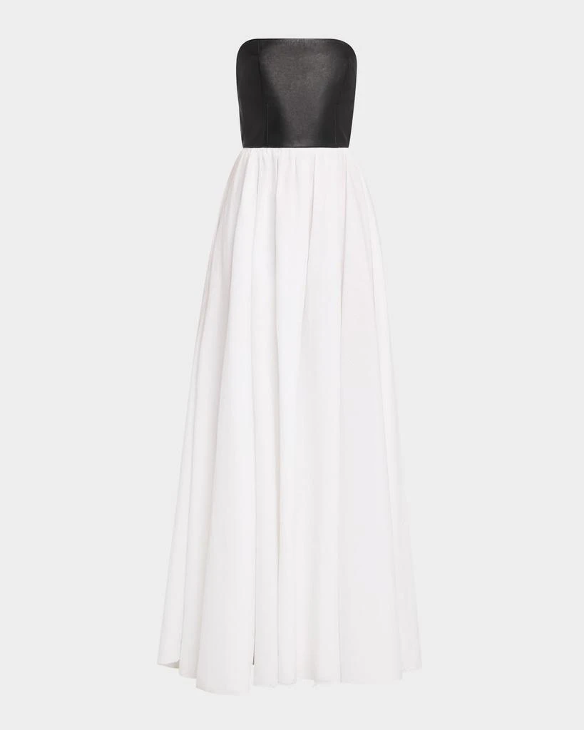 Gabriela Hearst Lehti Mixed-Media Strapless Maxi Dress 1