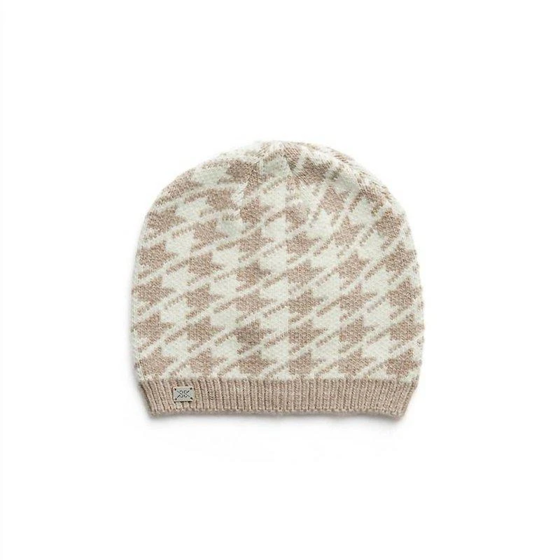 Soia & Kyo Houndstooth Pattern Rib Knit Hat ONE SIZE 1