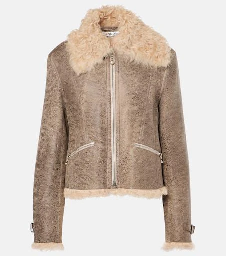 Acne Studios Shearling-trimmed leather jacket 1