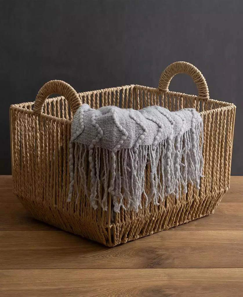 Simplify Vertical Weave Large Storage Basket with Round Handles 3