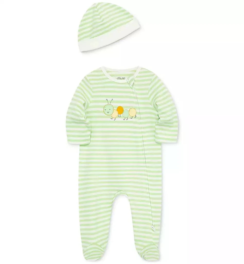 Little Me Baby Boys or Baby Girls Caterpillar Coverall and Hat, 2 Piece Set 4