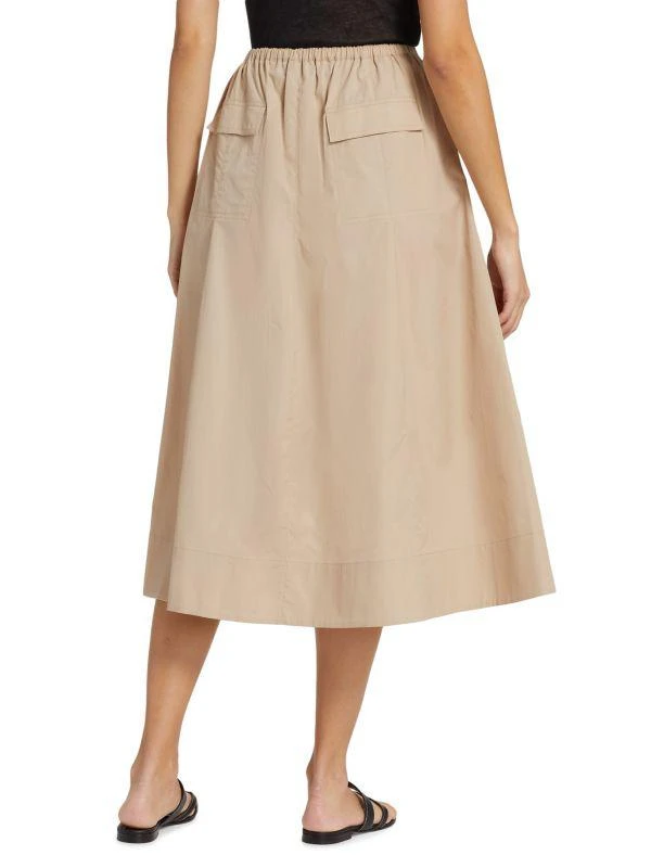 Vince Gathered Utility Cotton Poplin Midi-Skirt 2