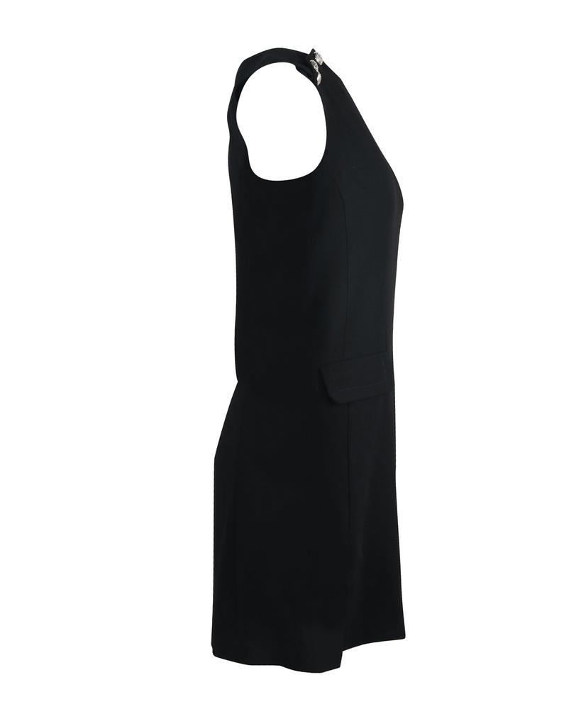 Claudie Pierlot Button Shoulder Mini Dress in Black Triacetate