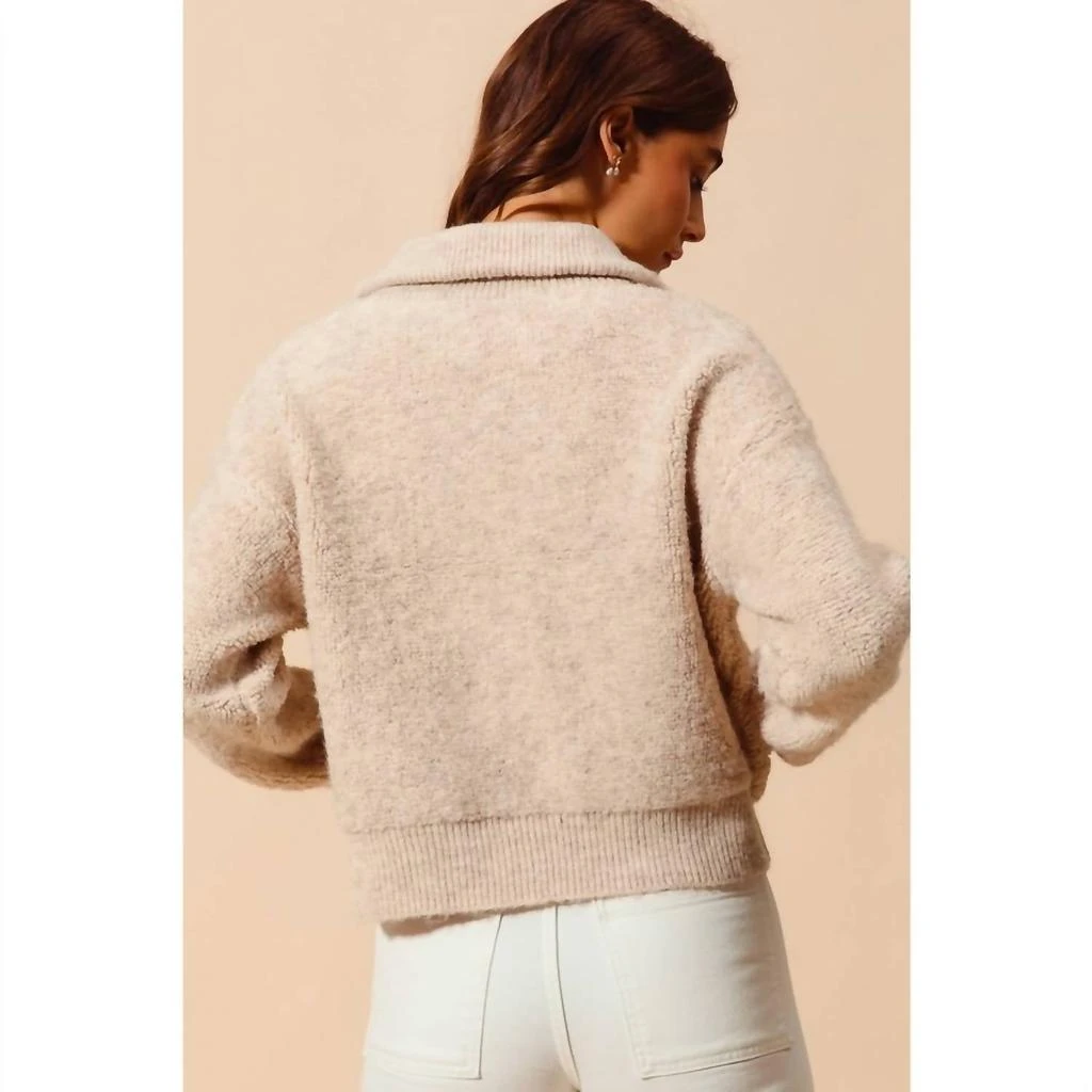 So Me So Me - Collared Knit Fluffy Sweater Jacket 5