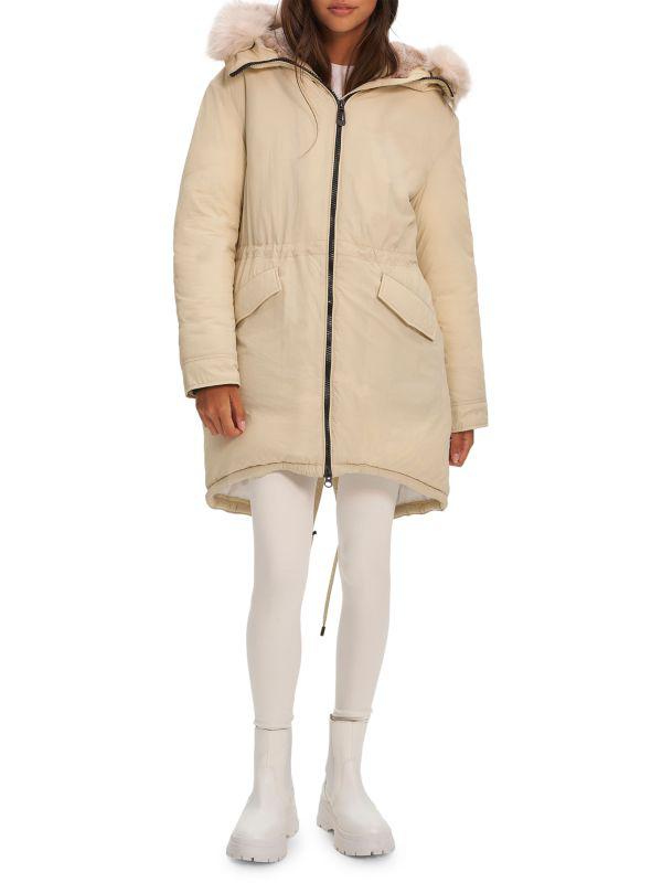 NOIZE Caroline Faux Fur Lined Parka Jacket