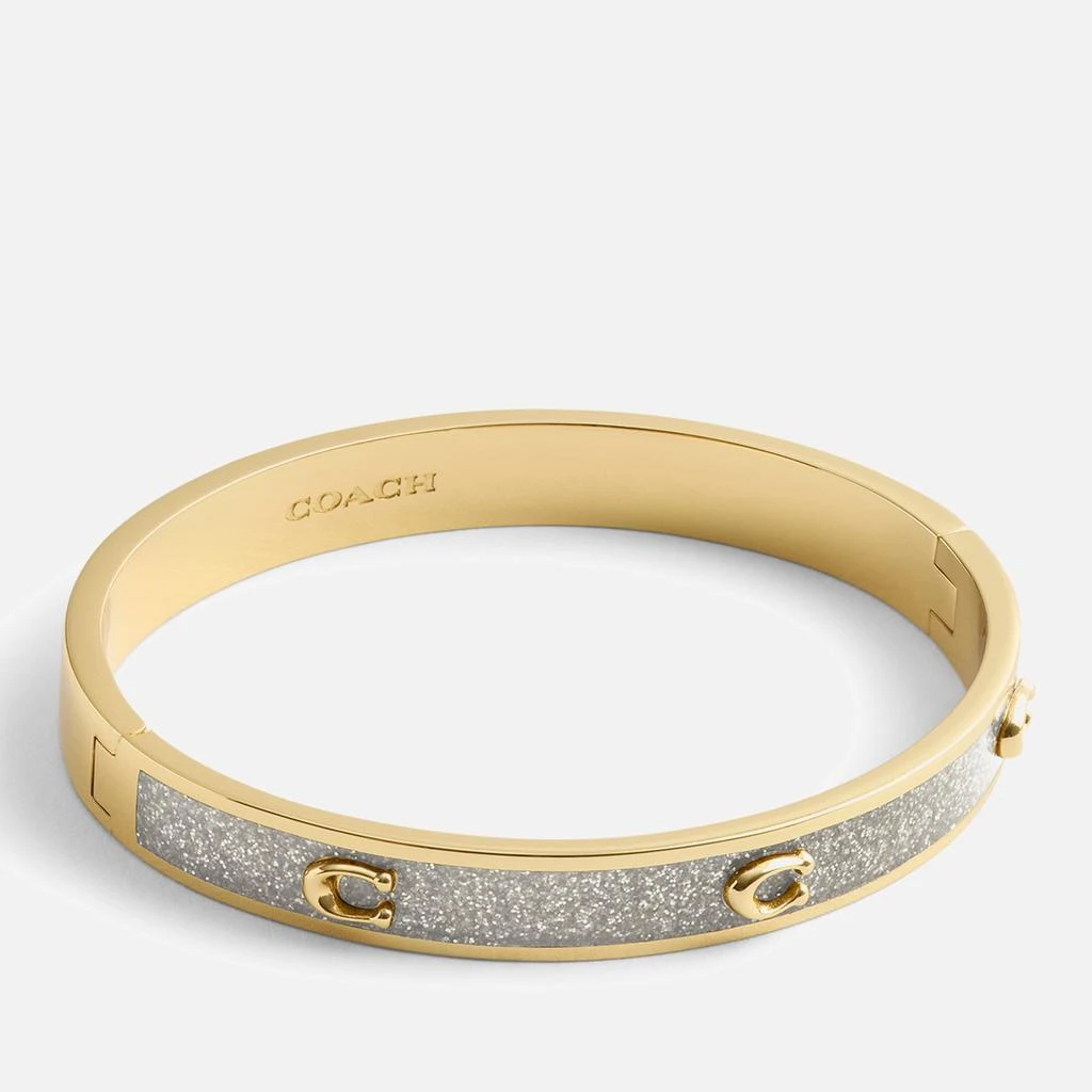 Coach Signature C Glitter Silver-Tone Bangle Bracelet 1
