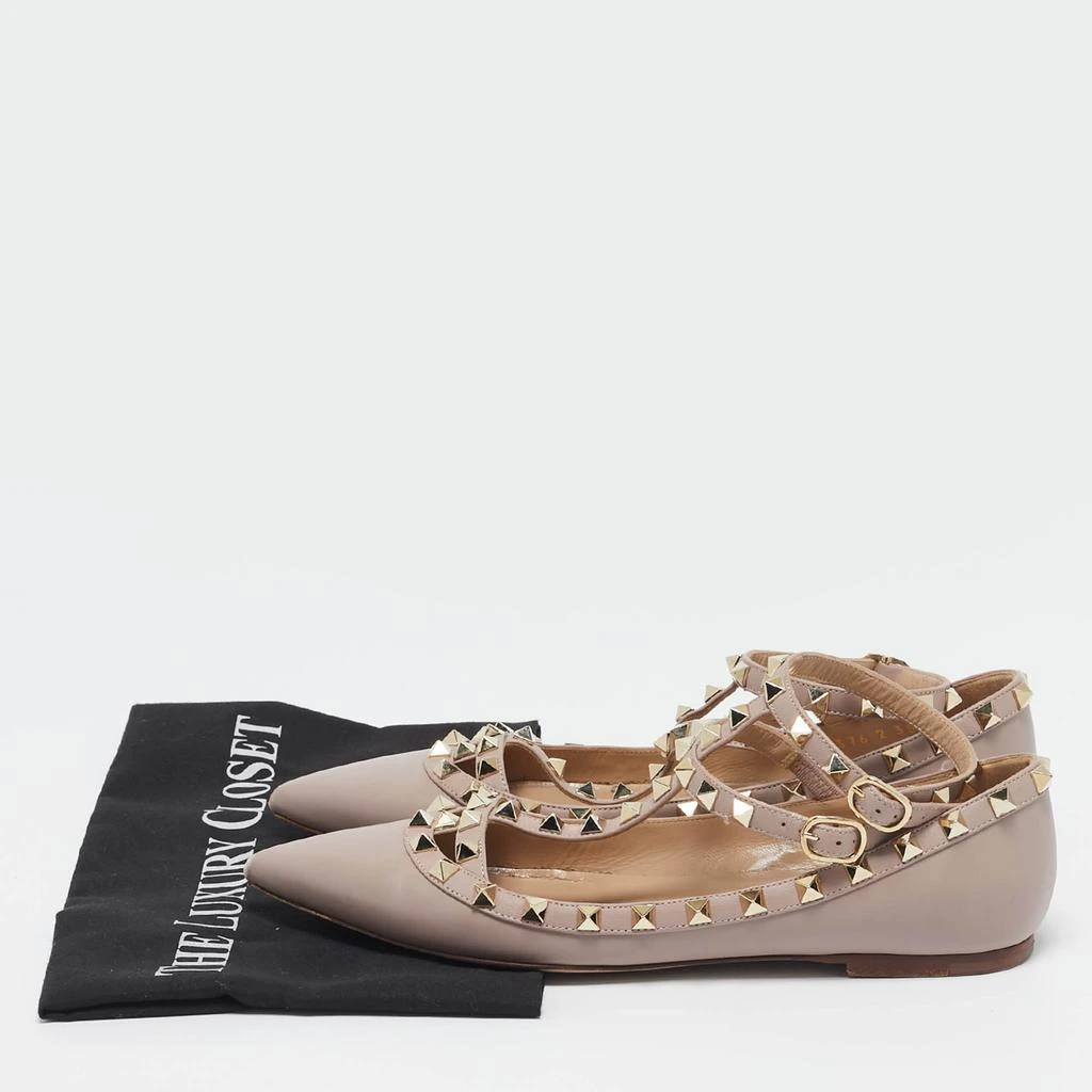 Valentino Valentino Beige Leather Rockstud Cage Ballet Flats Size 38 9