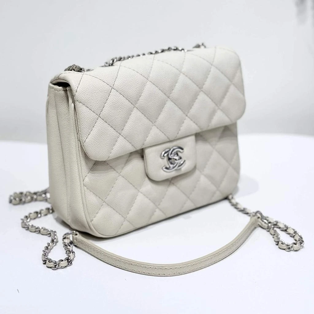 Chanel Chanel White Leather Square Flap Bag 2