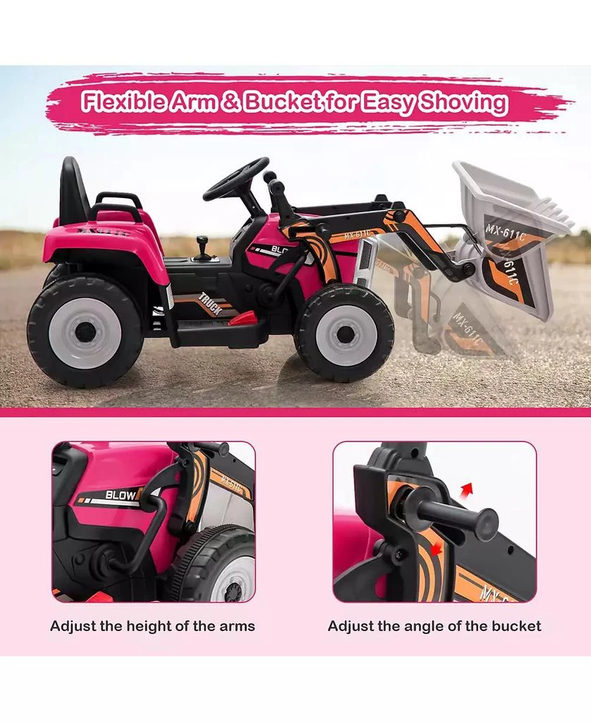 Mecale 12V Battery Powered Kids Ride on Excavator with Adjustable Arm and Bucket 5