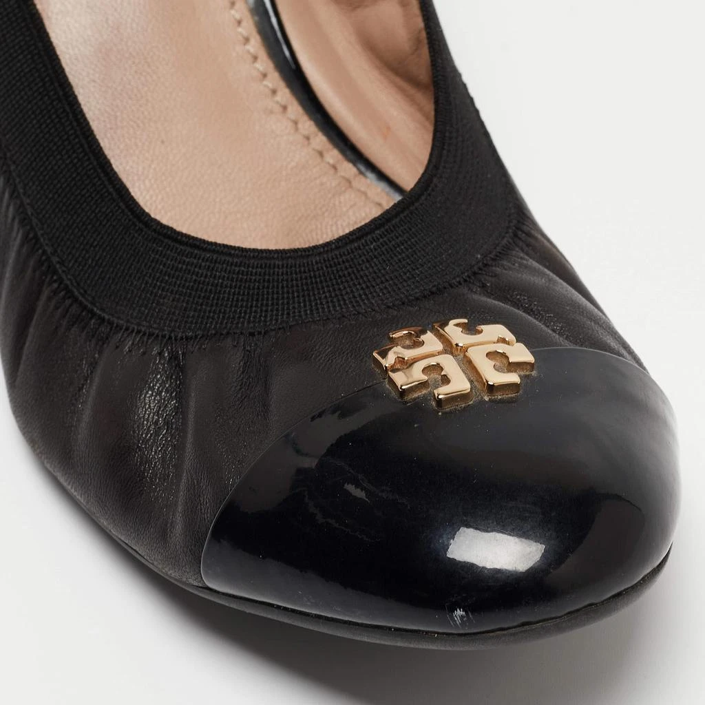 Tory Burch Tory Burch Black Leather Jolie Wedge Cap Toe Pumps Size 40 8