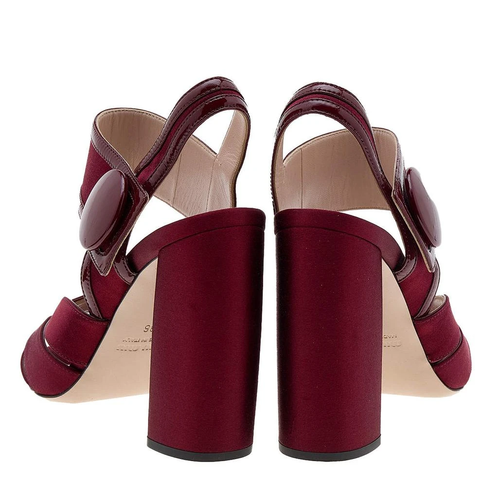 Miu Miu Miu Miu Burgundy Satin and Patent Leather Ankle Strap Sandals Size 36 5
