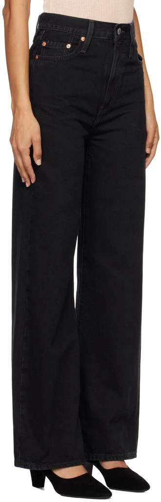 Levi's Black Ribcage Wide Leg Jeans 2