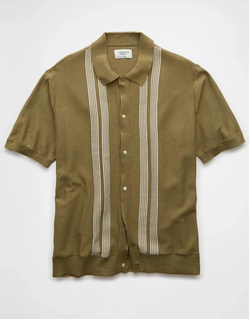 AE AE Weekend Button-Up Striped Sweater Polo Shirt 3