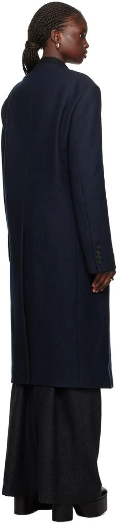 Dries Van Noten Navy Collarless Coat 3