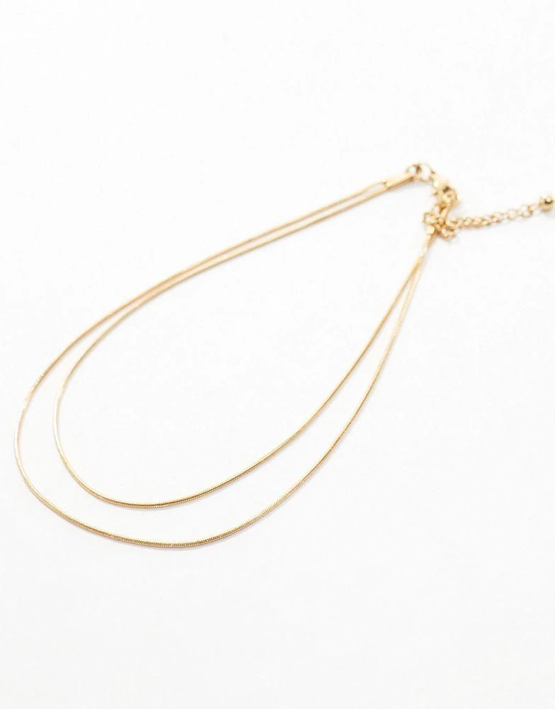 ASOS ASOS DESIGN Curve waterproof stainless steel anklet with multirow fine snake chain design in gold tone 2