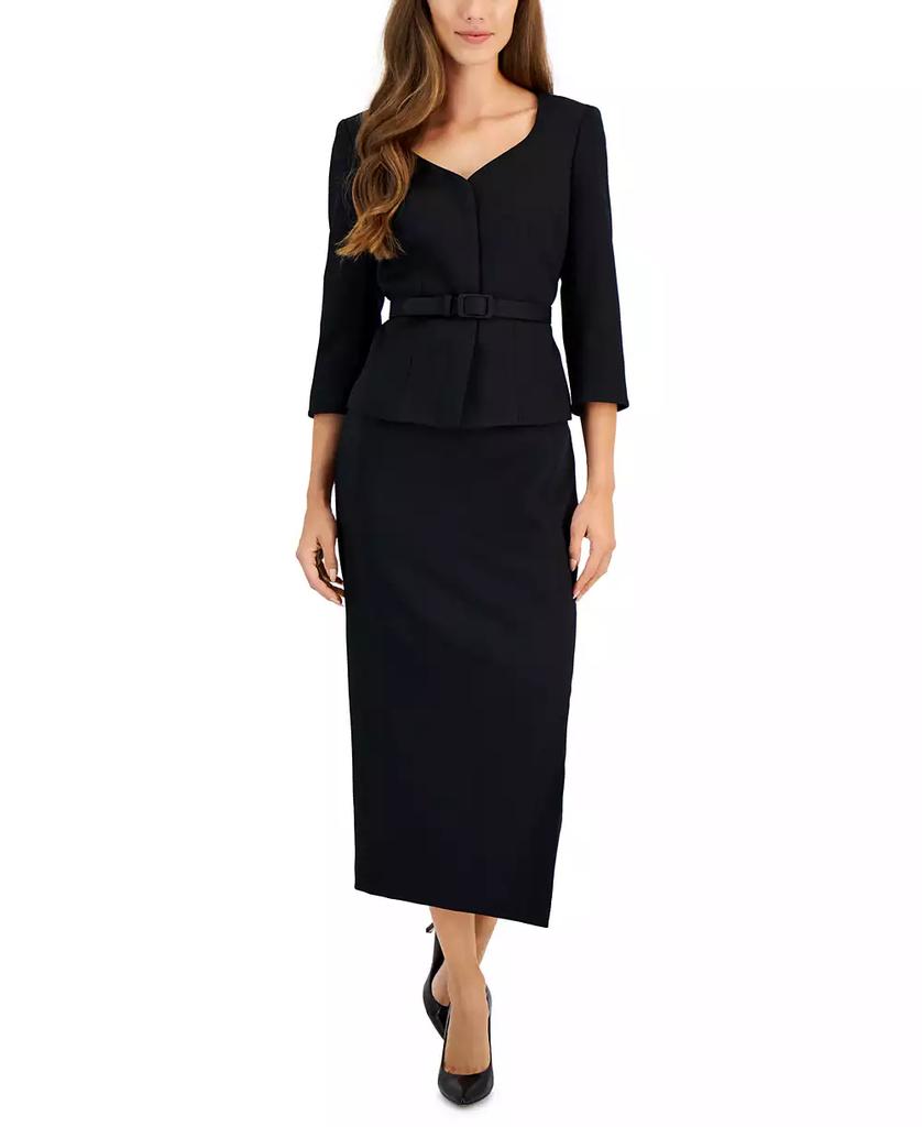 Le Suit Women's Two-Button Belted Safari Jacket & Mid-Rise