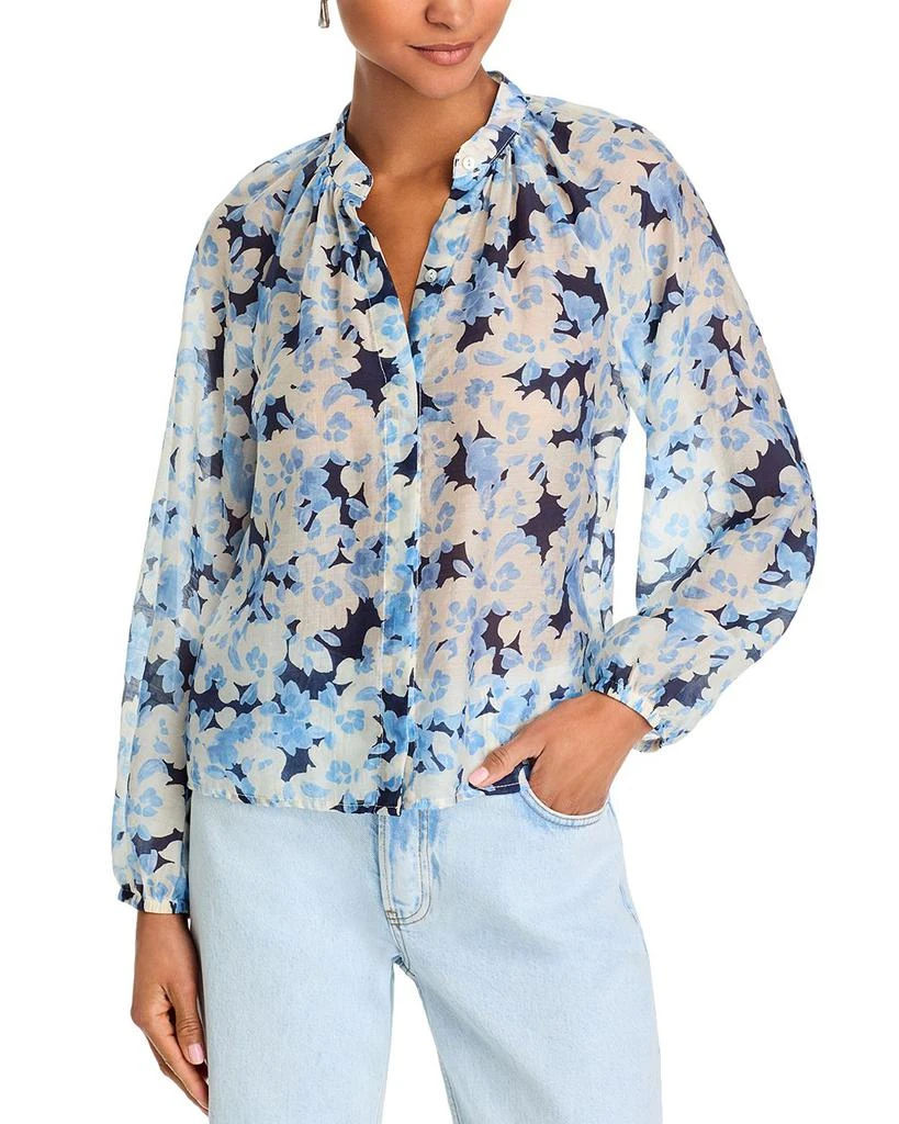 Bella Dahl Floral Print Shirred Collar Blouse 1