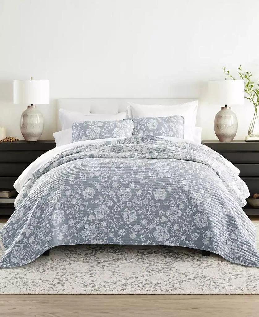 IENJOY HOME Textured Floral Reversible 2-Pc. Quilt Set 1