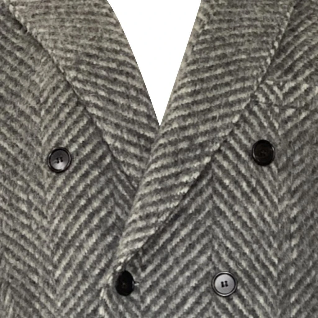 Burberry Double-Breasted Herringbone Chesterfield Coat in Grey Wool Mohair Alpaca Blend 4
