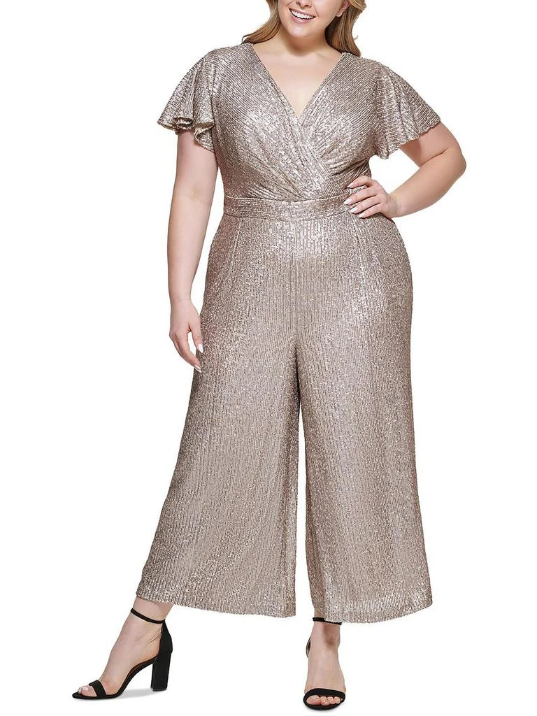 Plus Womens Sequined Wide-Leg Jumpsuit – On Sale Now with Up to 84