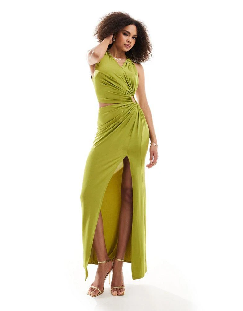 Shop ASOS DESIGN cut out ruched detail maxi dress with split in olive green on Sale at BeyondStyle Get 56% Off ASOS DESIGN cut out ruched detail maxi dress with split Shop ASOS DESIGN cut out ruched detail maxi dress with split in olive green on Sale at BeyondStyle Get 56% Off ASOS DESIGN cut out ruched detail maxi dress with split