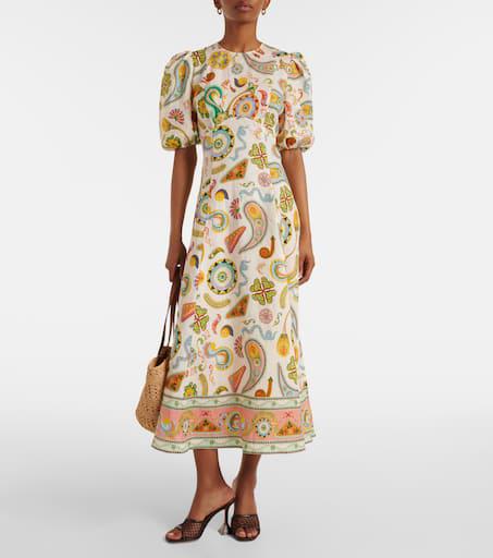 Alémais Arcade paisley linen midi dress
