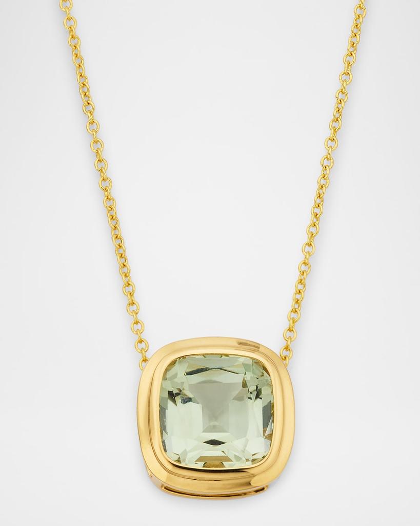 Goshwara Manhattan 18K Yellow Gold Prasiolite Cushion Pendant Necklace