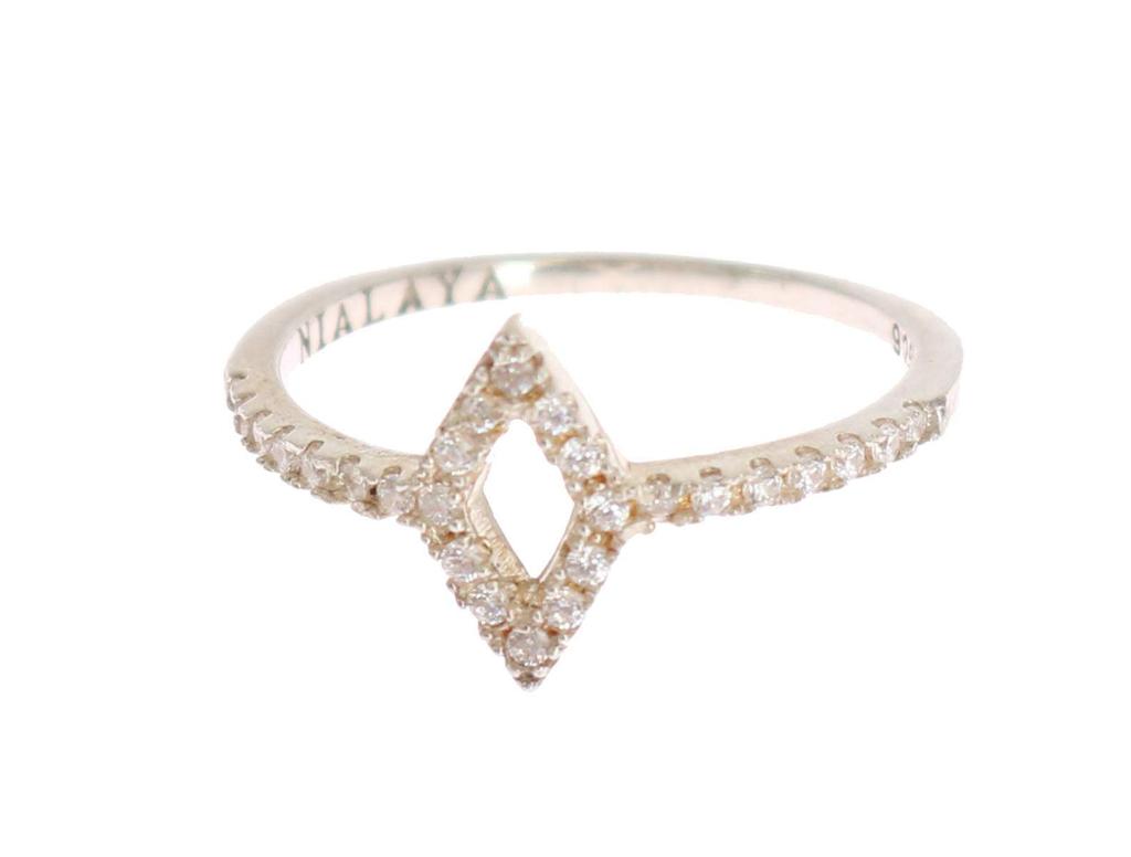 Nialaya Nialaya Silver Rhombus  Clear CZ 925 Silver Ring