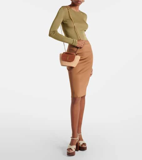 Shop Manon Mini raffia and leather shoulder bag on Sale at