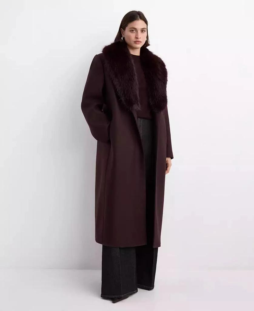 Mango Women
s Fur Collar Manteco Wool Coat