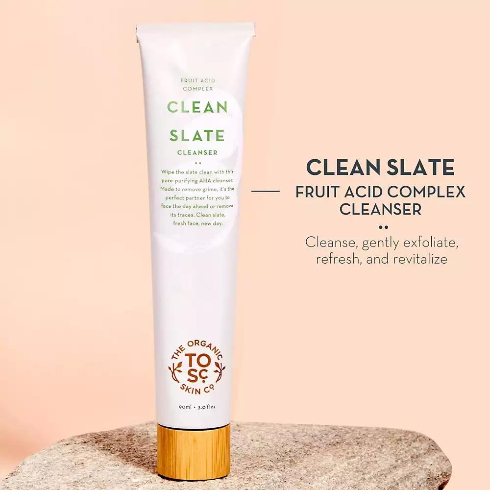 The Organic Skin Co. Facial Wash | Clean Slate by | Face Wash for Women and Men | Face Care | Exfoliating Face Wash with AHA | Gentle Face Cleanser for Acne Treatment | Natural Face Wash and Face Exfoliator | 3 Fl Oz