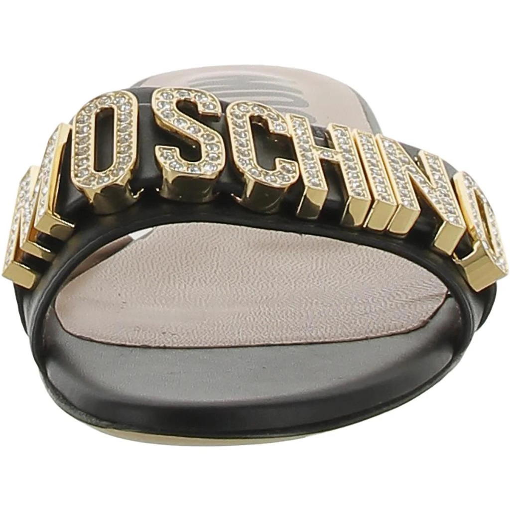 Moschino Womens Logo Leather Slide Sandals 2