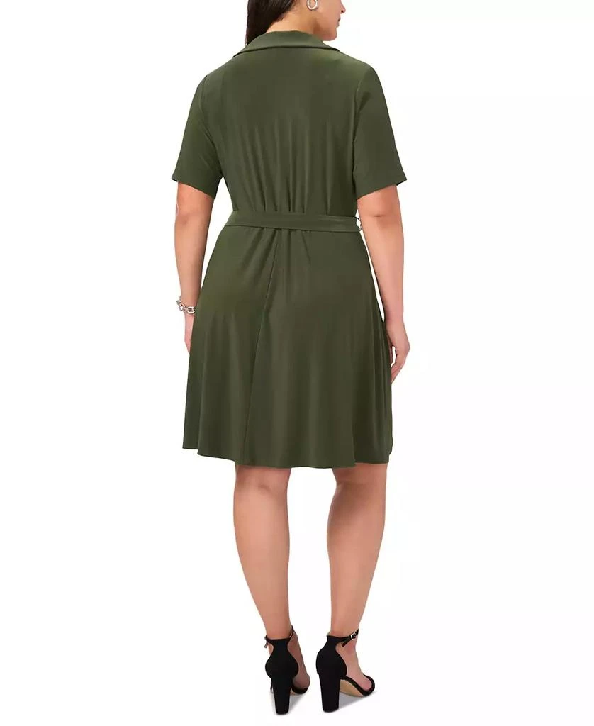MSK Plus Size Collared-V-Neck Tie-Waist Short-Sleeve Dress 2