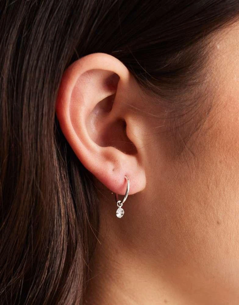 Kingsley Ryan Kingsley Ryan 10mm crystal drop hoop earrings in silver