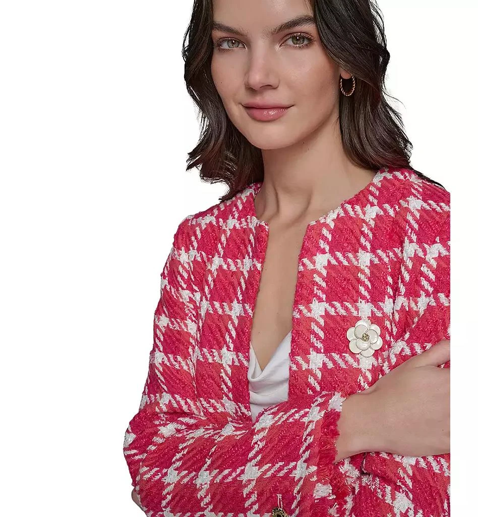 Karl Lagerfeld Paris Petite Tweed Open-Front Jacket 6