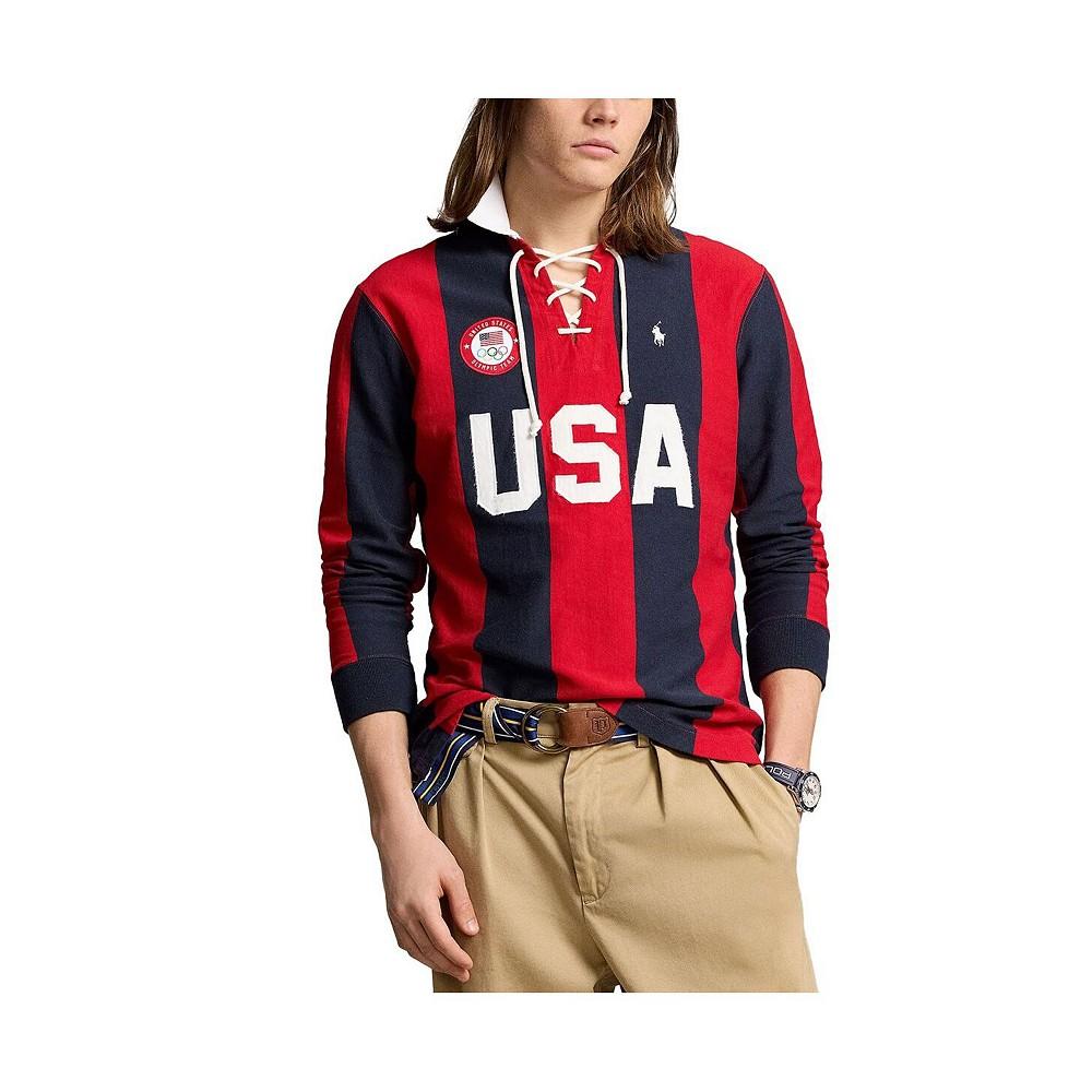 Polo Ralph Lauren Men's Red/Navy Team USA 2024 Summer Olympics Rugby Long Sleeve Polo