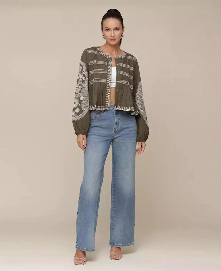 Avec Les Filles Women's Embroidered Cotton Peplum Jacket 8