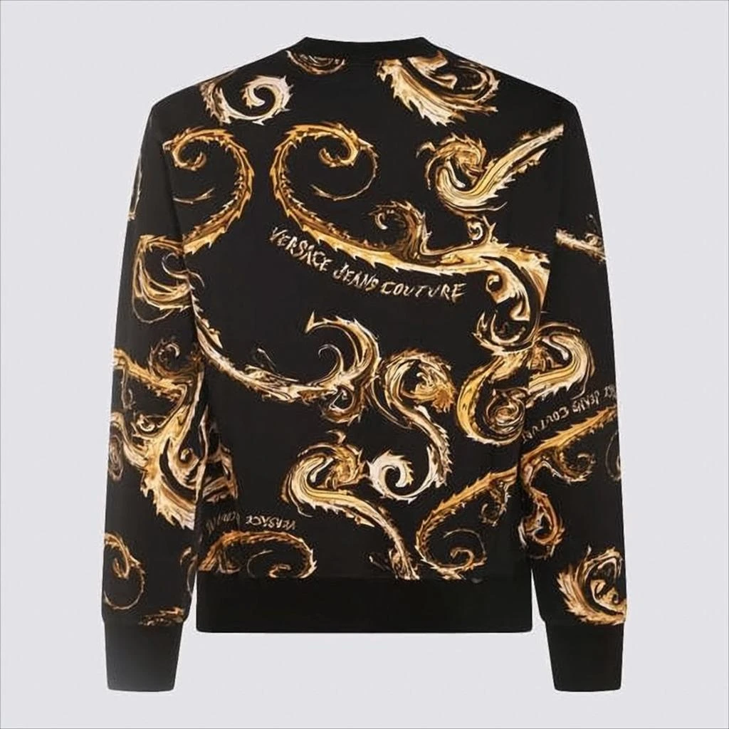 Versace Long-Sleeve Black T-Shirt with Baroque Gold Scroll Pattern 2