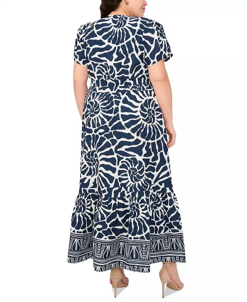 MSK Plus Size Printed Split-Neck Tiered Cotton Maxi Dress 3